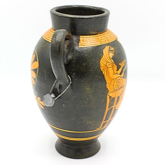 Vintage Greek Red Figure Amphora Vase Terracotta Pottery Classic Mythology Art - Picture 6 of 8